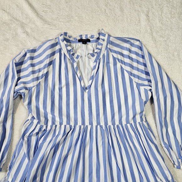J Crew Tiered cotton poplin mini dress in Barrie stripe L - Picture 4 of 12